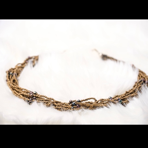 Multiple strands of Gorgeous Beads Gold and Black Beaded layered Necklace - Picture 7 of 8